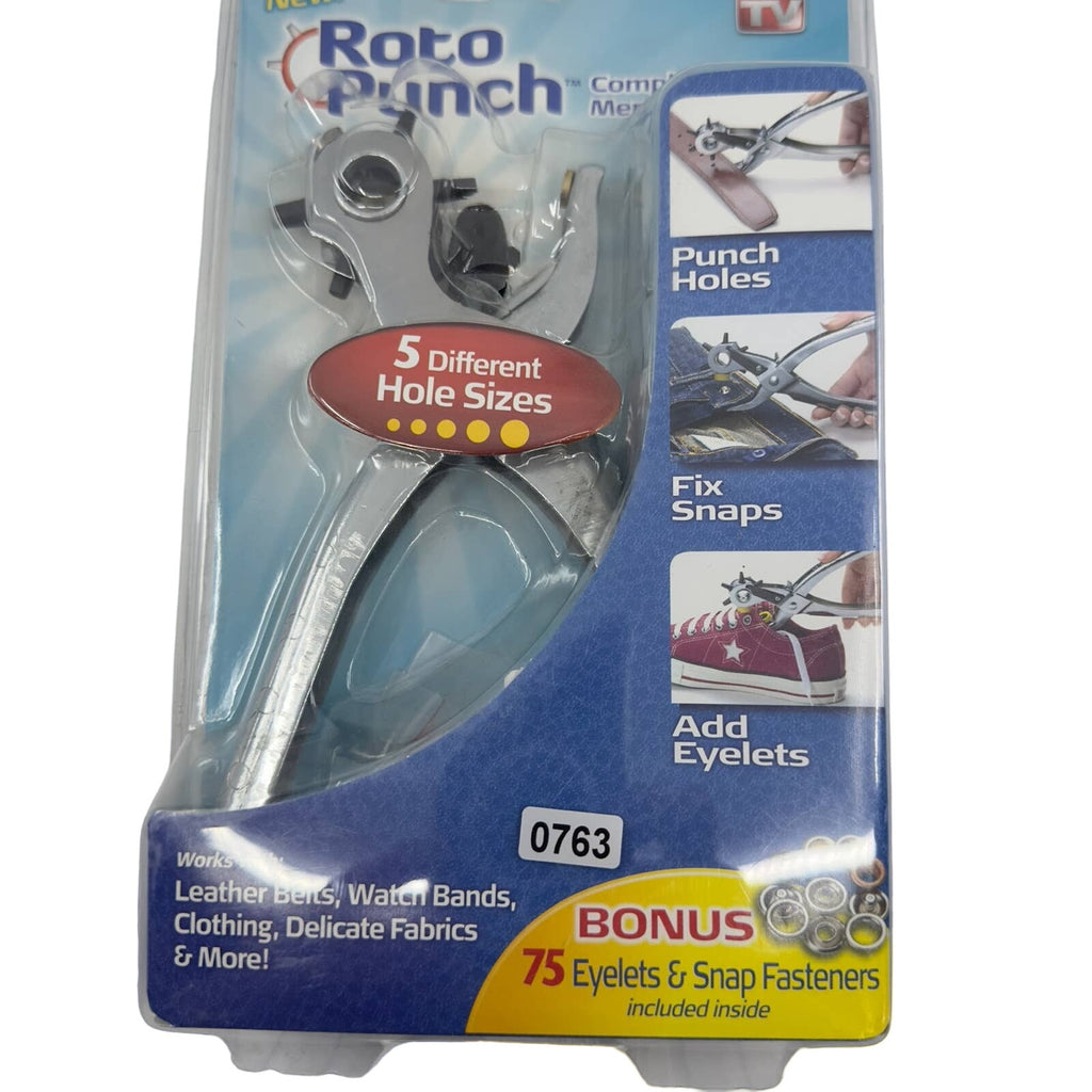 ROTO PUNCH Complete Home Mending Solution 5 Different Hole Sizes 75 Eyelets