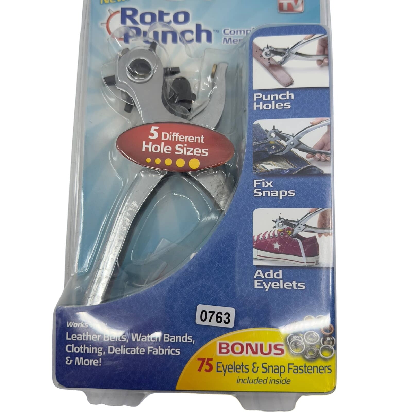 ROTO PUNCH Complete Home Mending Solution 5 Different Hole Sizes 75 Eyelets