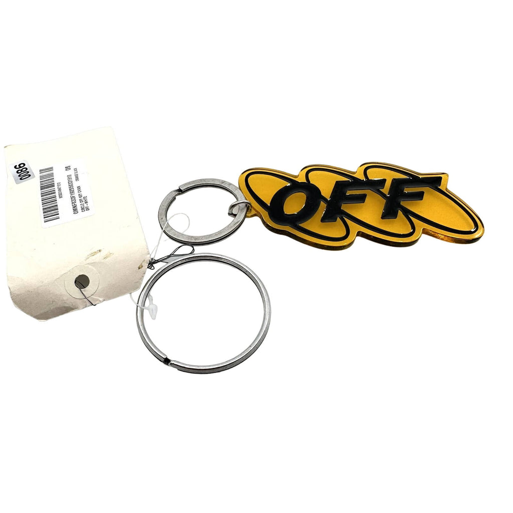 Off-White C/o Virgil Abloh Circle Off Key Chain Embossed Logo Yellow Black OS