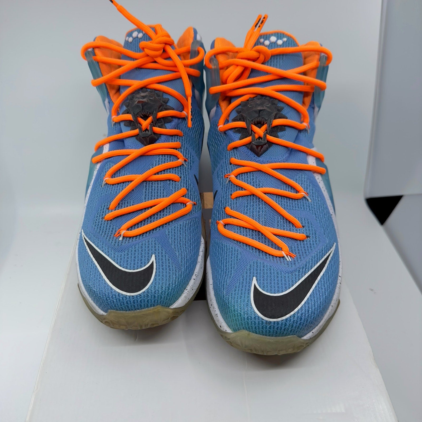 Nike LeBron 12 Elite Elevate Sneaker Shoes Bleu Carolina/Blanc/Noir Mens Sz 11.5