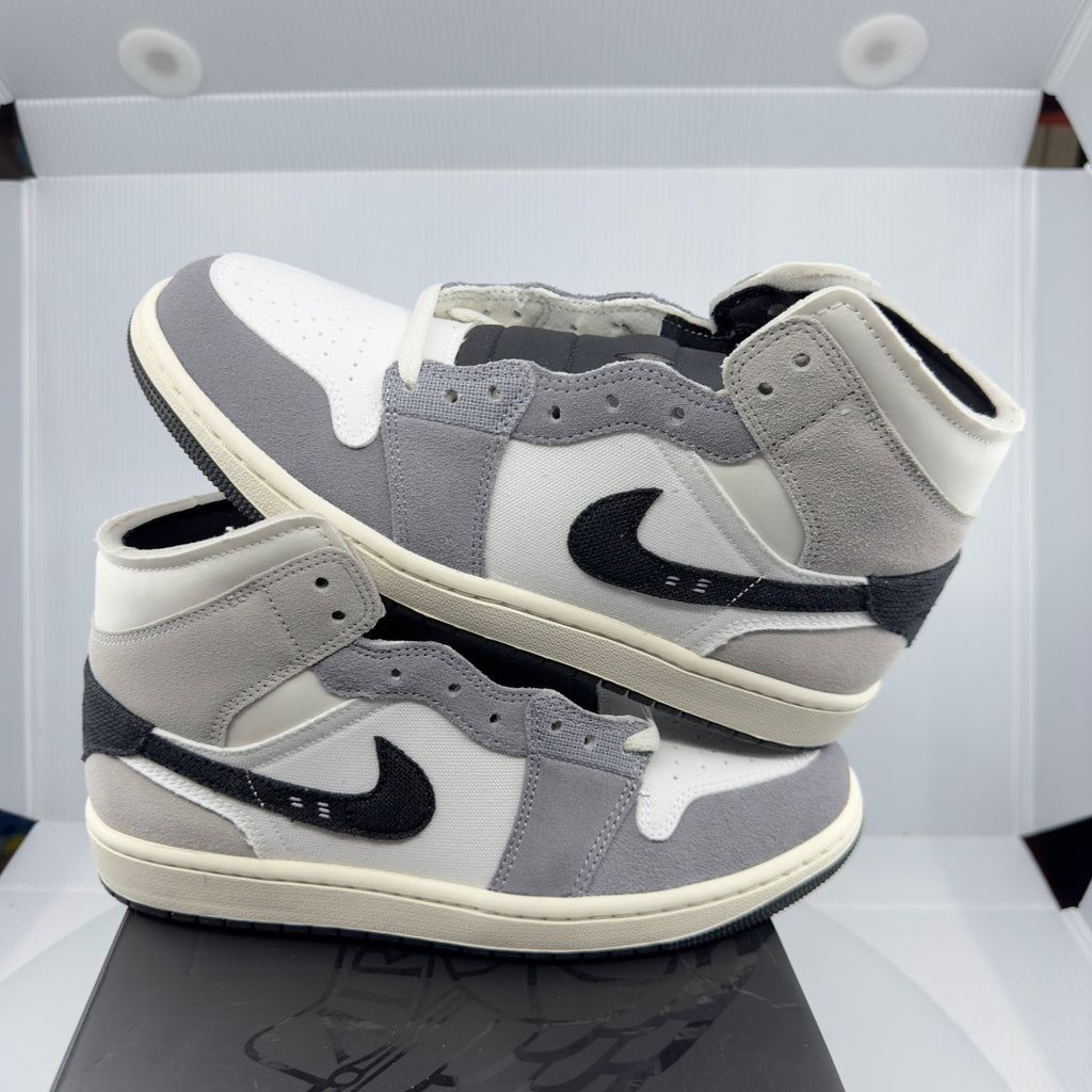 Nike Mens Air Jordan 1 Mid SE Craft High Sneakers Cement Gray/Black 9 DZ4136-002