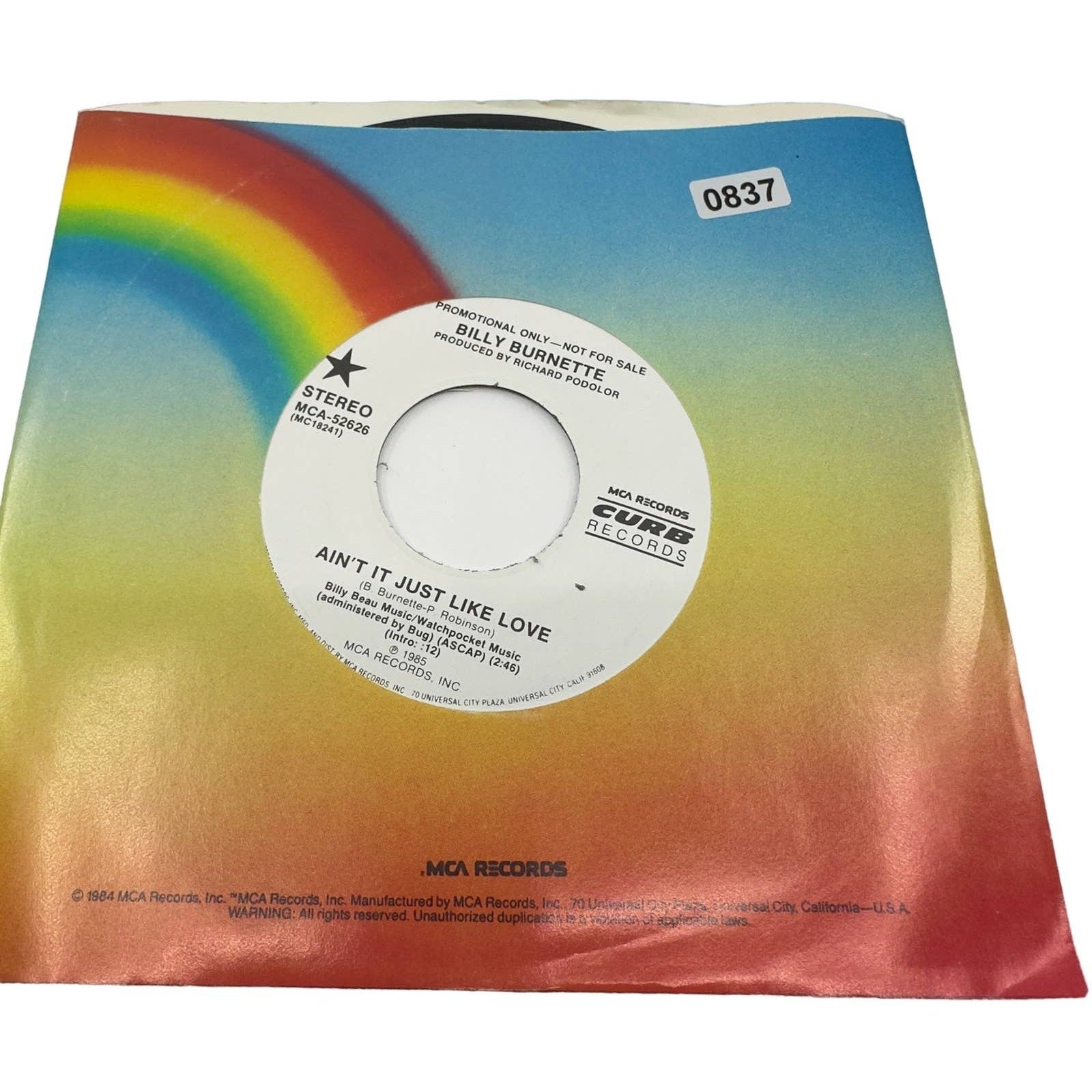 Billy Burnette 1985 Vinyl Record Ain't it Just Like Love - LP, Vinyl Records