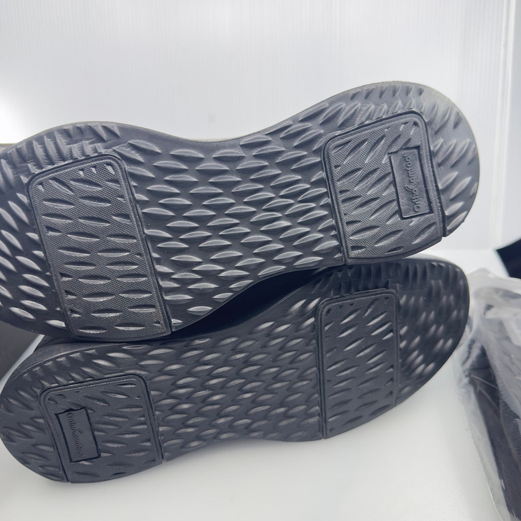 OrthoComfoot Mens Arc Support Casual Canvas Slip On Shoes Gray/Black Size 9 M