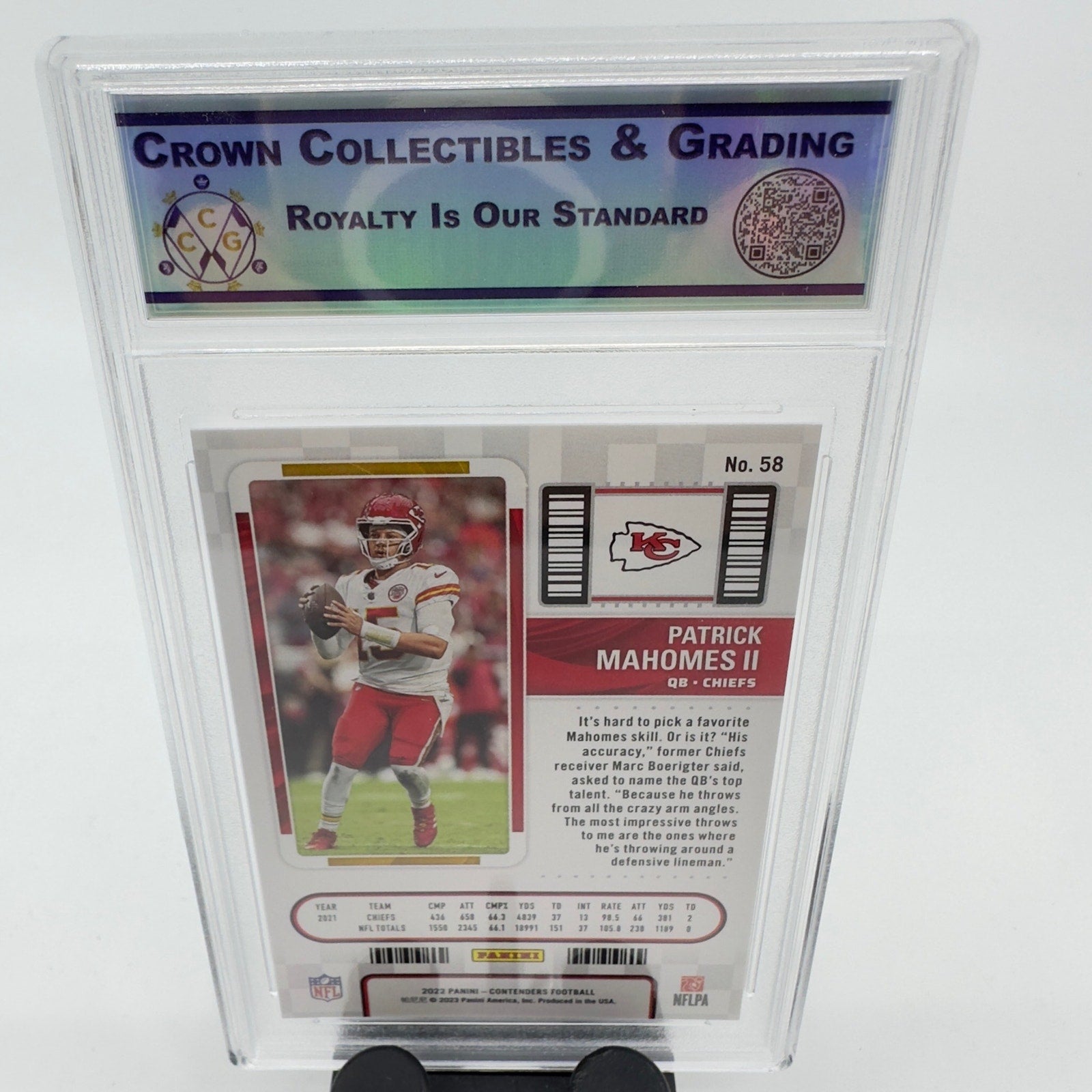 2022 Panini Contenders Season Ticket #58 - Patrick Mahomes II - Graded MINT 10