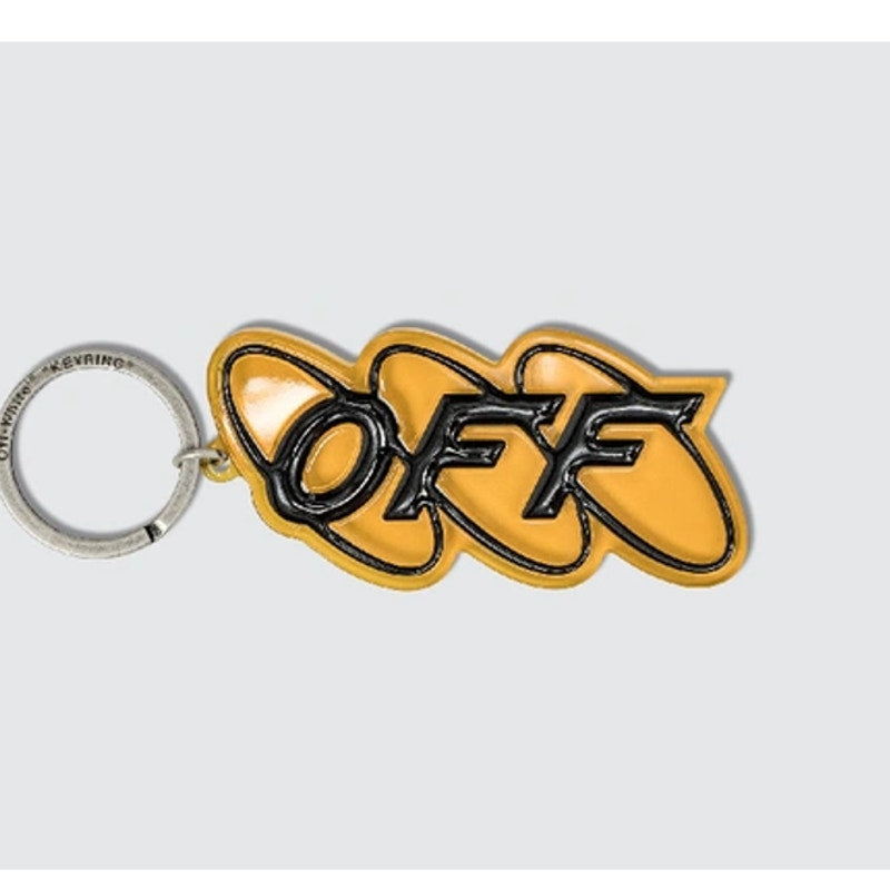 Off-White C/o Virgil Abloh Circle Off Key Chain Embossed Logo Yellow Black OS
