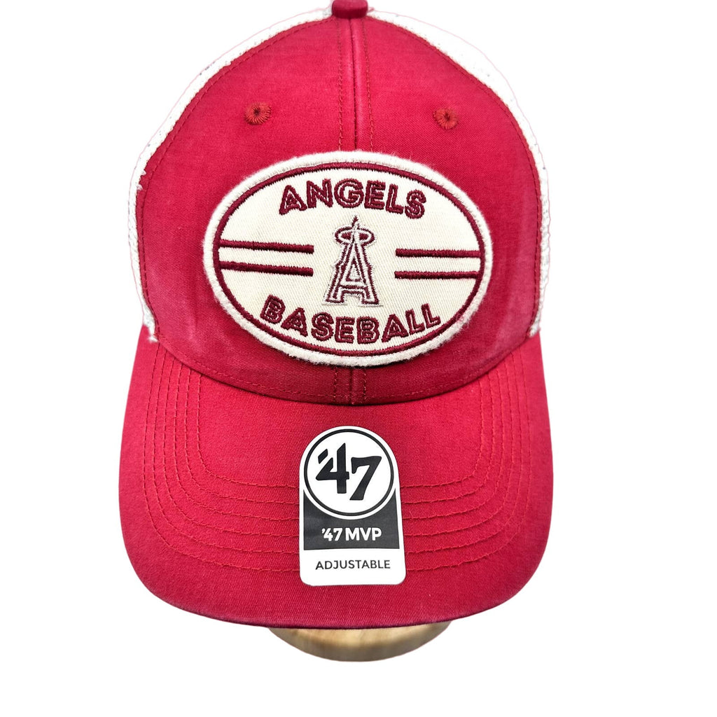 47 Brand Men's Hat MVP Adjustable Los Angeles Angels Trucker Snapback Red OSFA