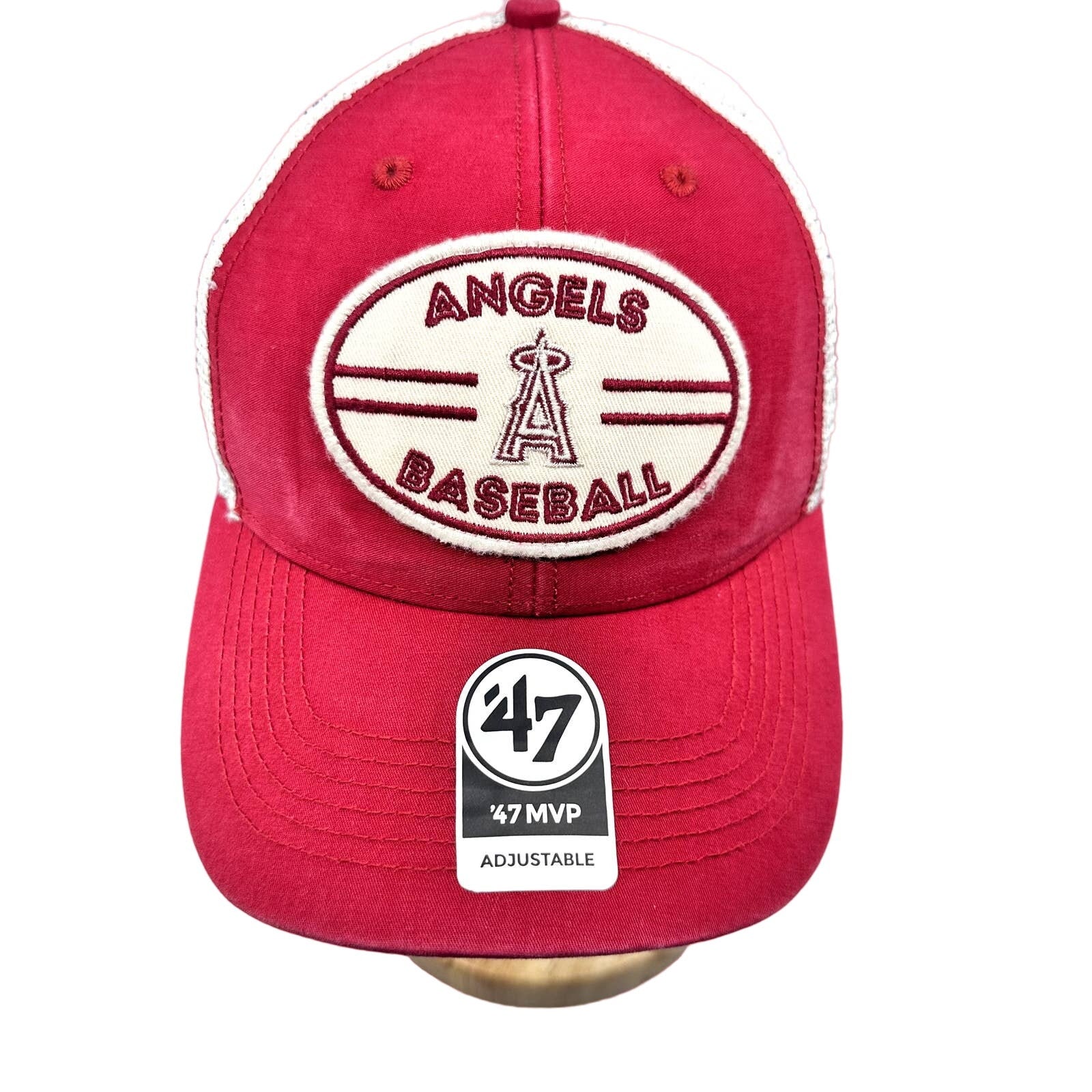 47 Brand Men's Hat MVP Adjustable Los Angeles Angels Trucker Snapback Red OSFA