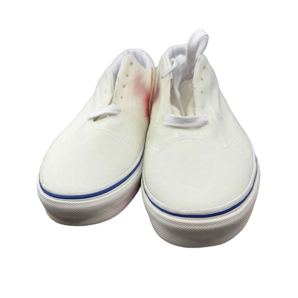 VANs Heritage DIY True Low Skateboarding Sneakers White/Blue 9.5 With Patches