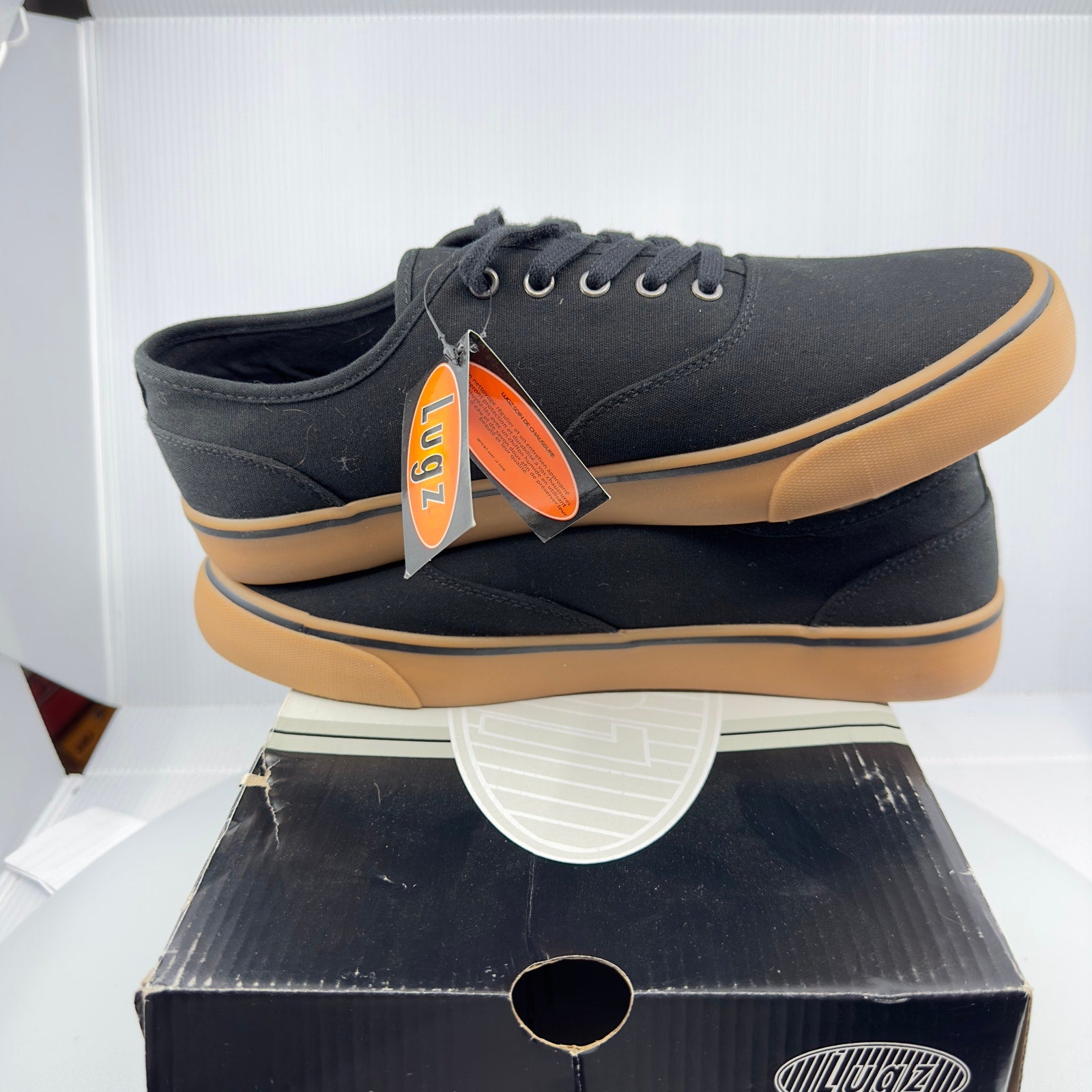 Lugs Canvas Lear Skate Shoes Low Top Slip On Fashion Sneakers Black Size 10.5