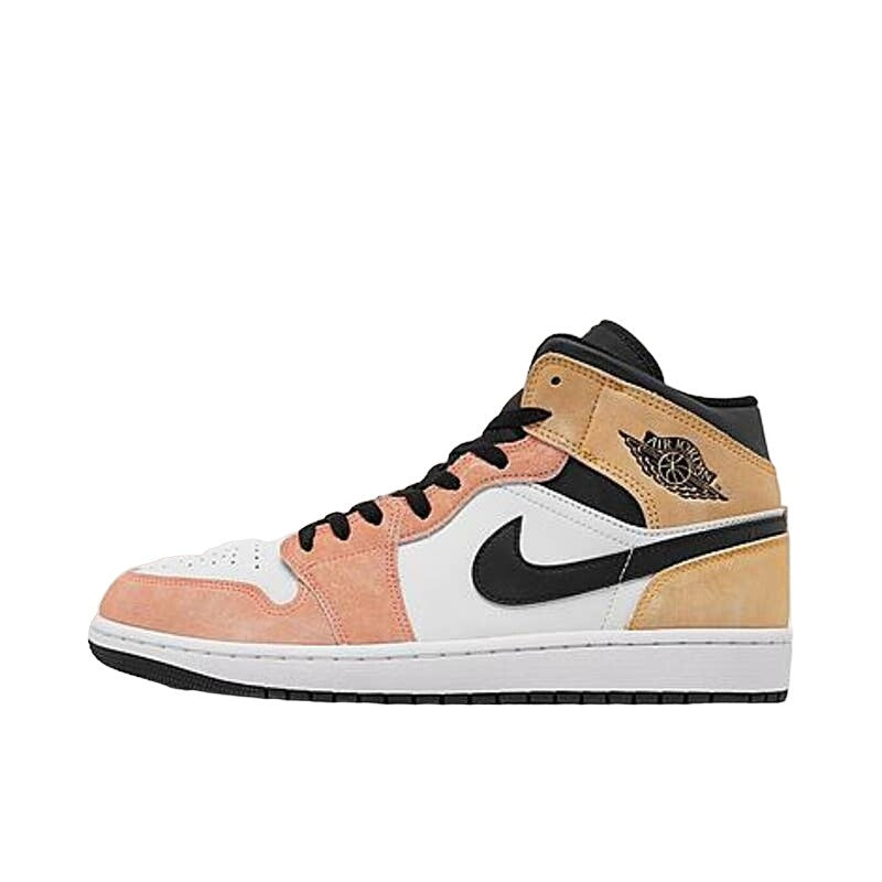 Air Jordan Mens 1 Mid Flight Club Sneaker Pink/ Orange/White Size 9.5 DX4332-800