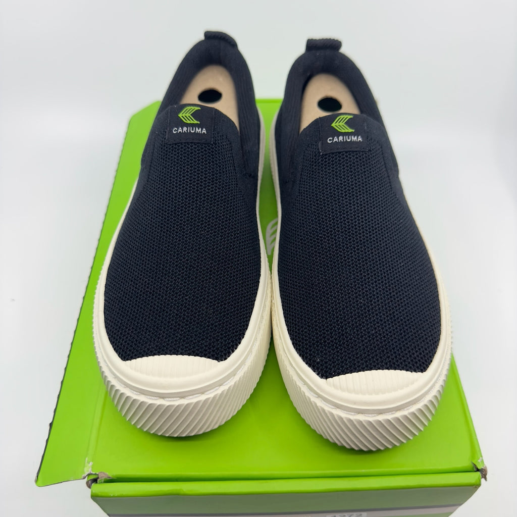 Cariuma Unisex Ibi Slip-On Casual Sneaker Shoes Round Toe Black Knit Size 4/5.5