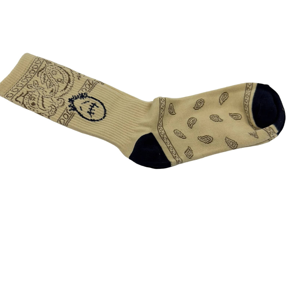 Mens Travis Scott Training Socks Cashew Flower Cotton Brown/ Black OS