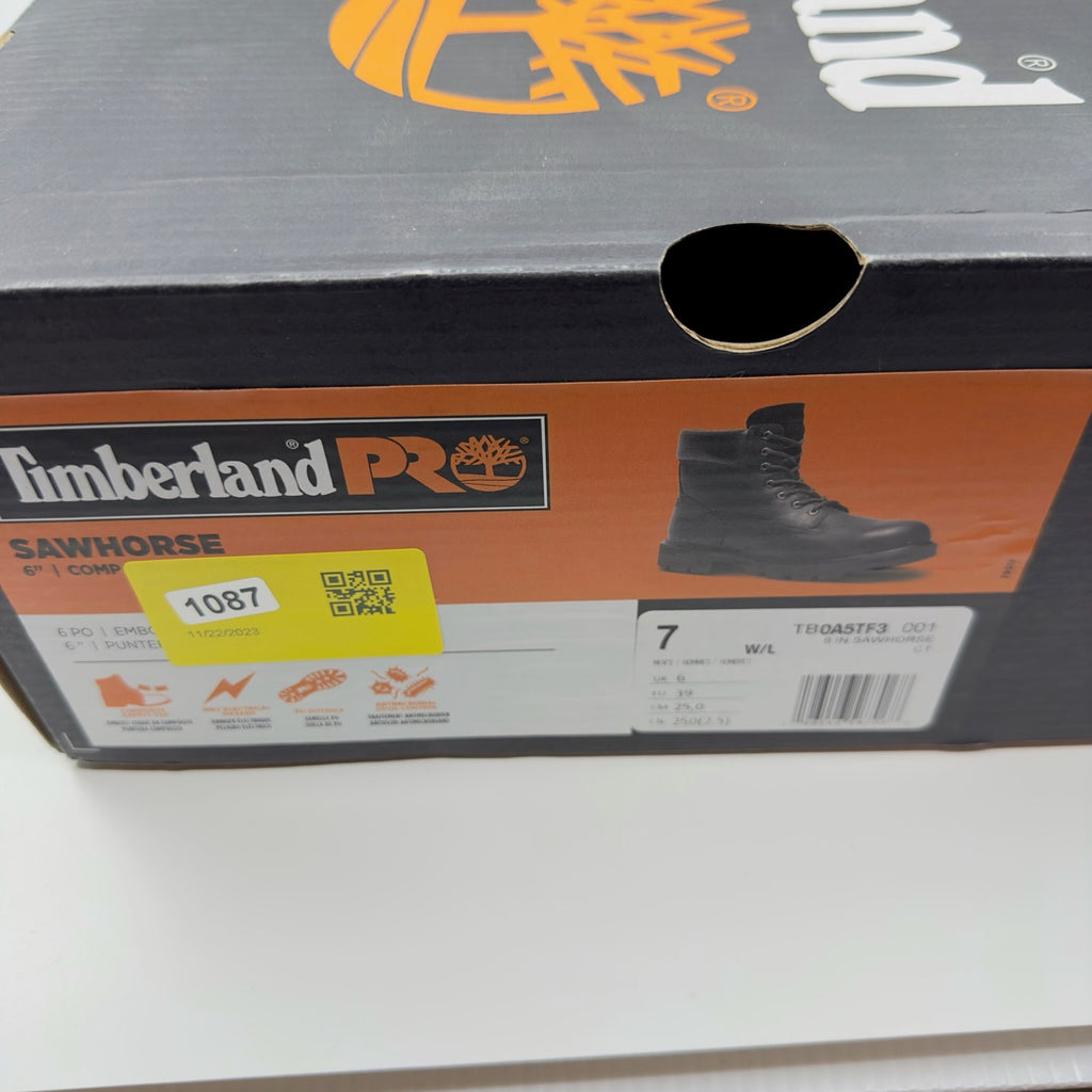 Timberland PRO Sawhorse 6" Composite Safety Toe Work Boots Black Mens Size 7