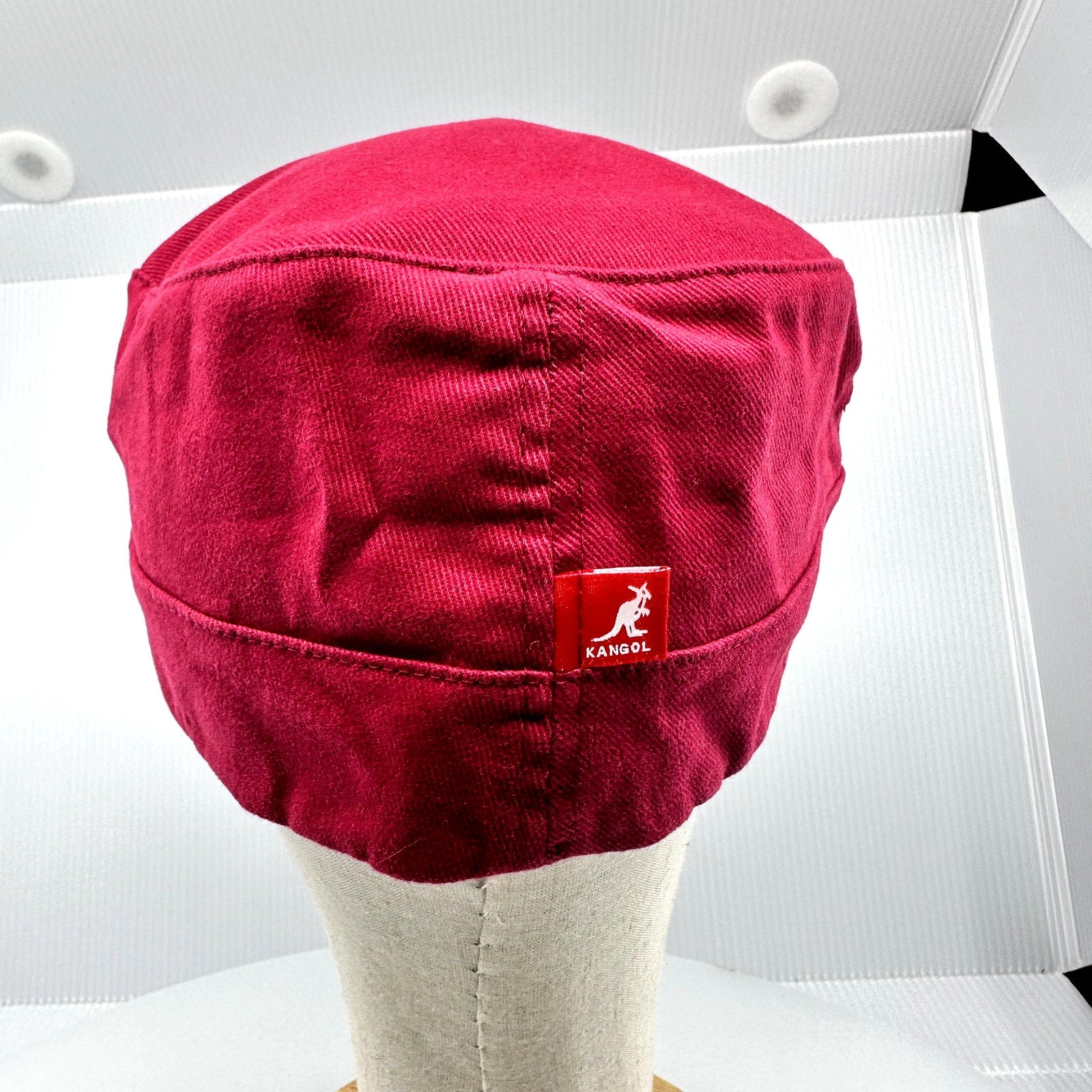 Kangol Mens Cotton Twill Army Cap Spell Out Logo Embroidered Cardinal Size S-M