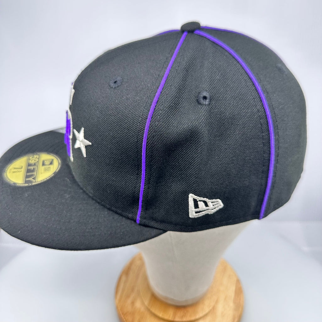 New Era Men's Fitted Hat 59Fifty Colorado Rockies Official On Field Black 7 3/8