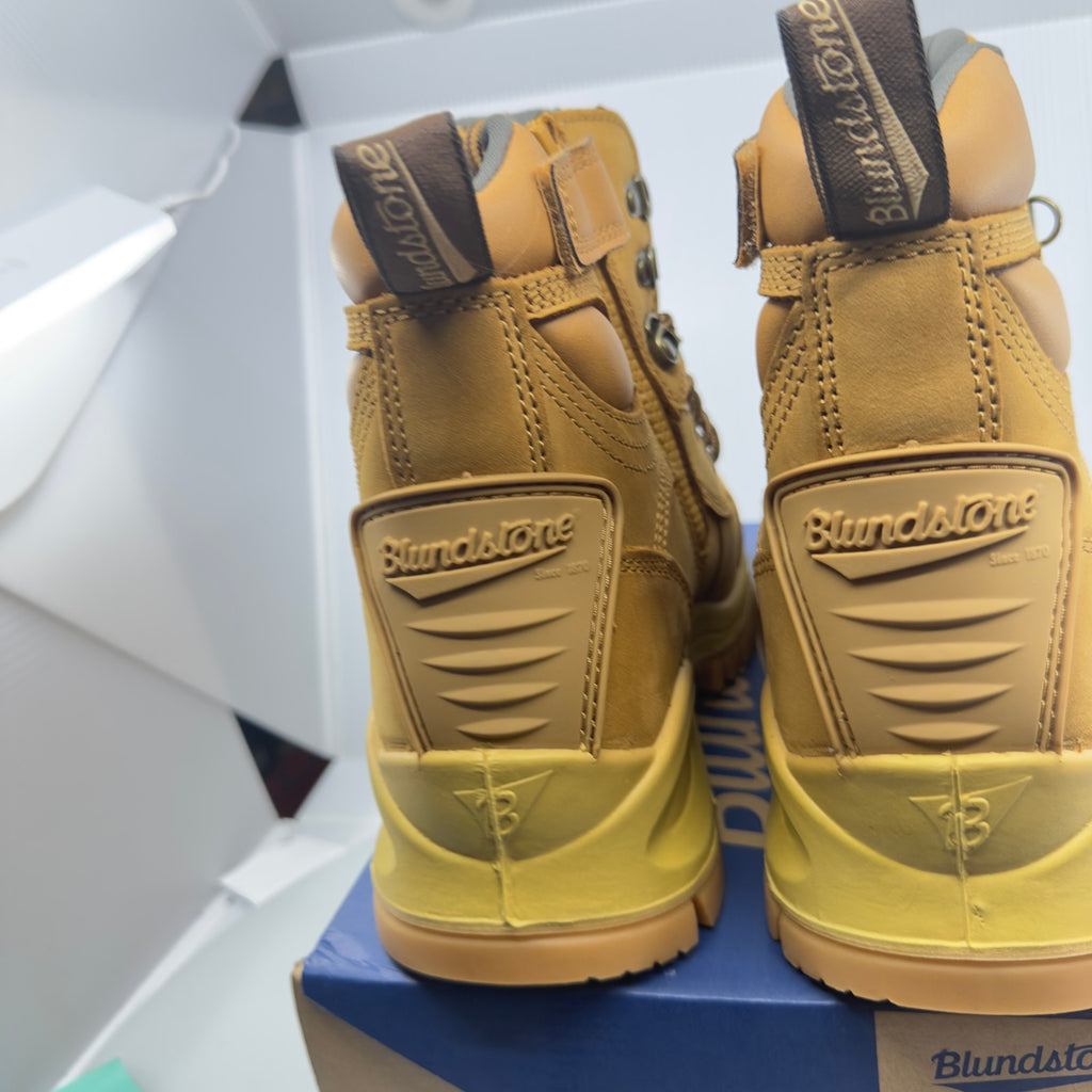 Blundstone Mens Shoes Rotoflex Ankle Zip/Lace Composite Safety Boot Wheat Size 6