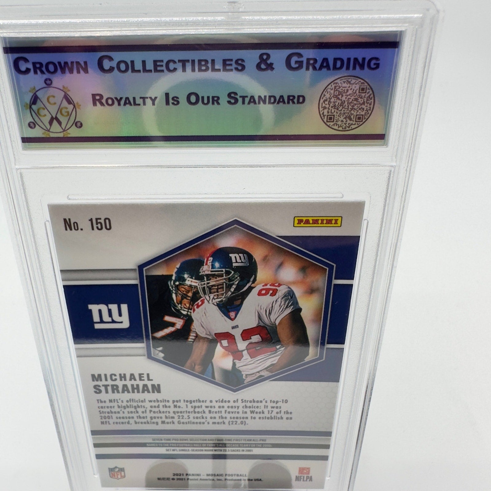 2021 Panini Mosaic NFL Football #150 Michael Strahan New York Giants Graded 9.5