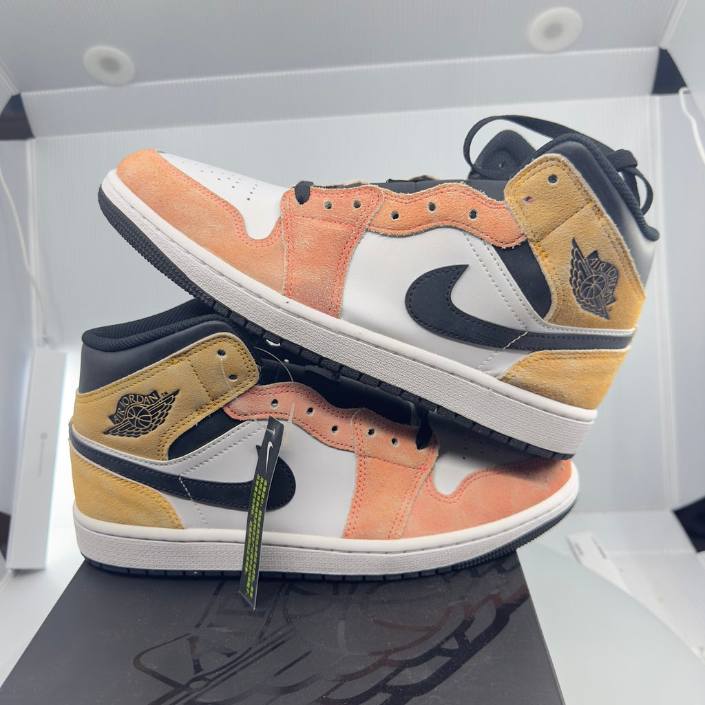 Air Jordan Mens 1 Mid Flight Club Sneaker Pink/ Orange/White Size 9.5 DX4332-800