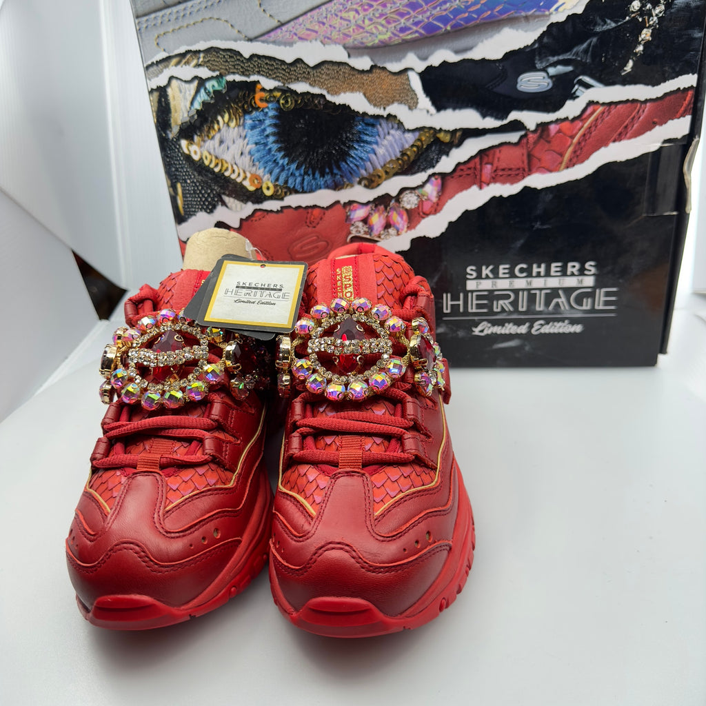 Skechers Womens Energy Stone G Trainers Low Top Sneakers Red Size 7.5