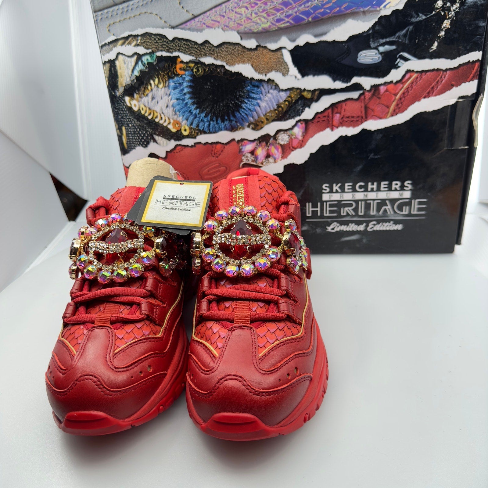 Skechers Womens Energy Stone G Trainers Low Top Sneakers Red Size 7.5