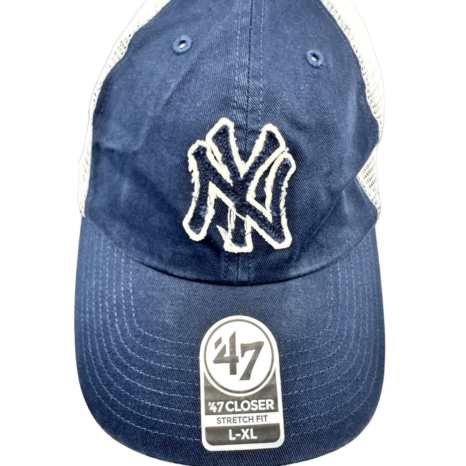 '47 Brand Mens New York Yankees Stamper Mesh Closer Cap Navy Blue Size Large-XL